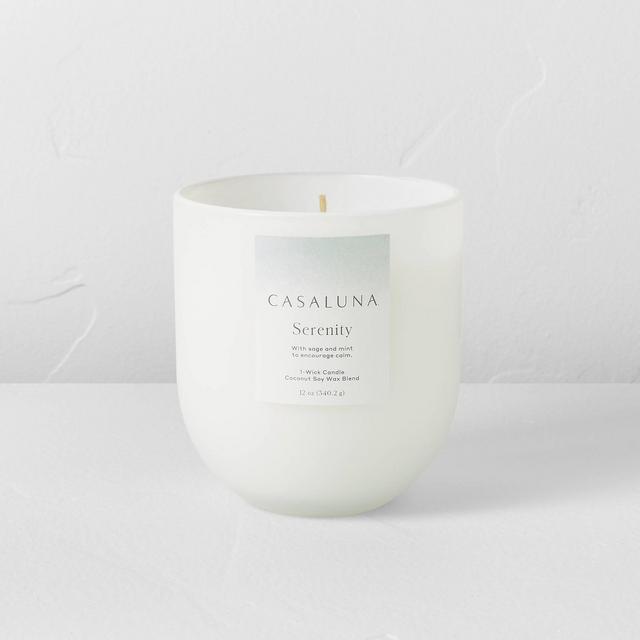 12oz Serenity Core Frosted Glass Candle White - Casaluna™