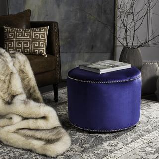 Velvet Nailhead Ottoman