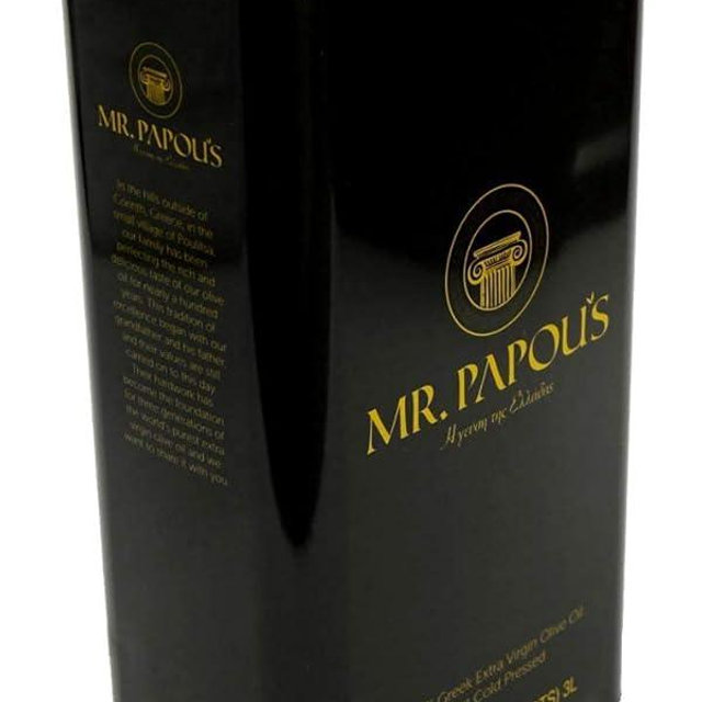 Mr. Papou's | Extra Virgin Olive Oil | First Cold Pressed | Family Owned | Harvested in Greece | 3 Liter - 101.4 fl oz (3 Liter)