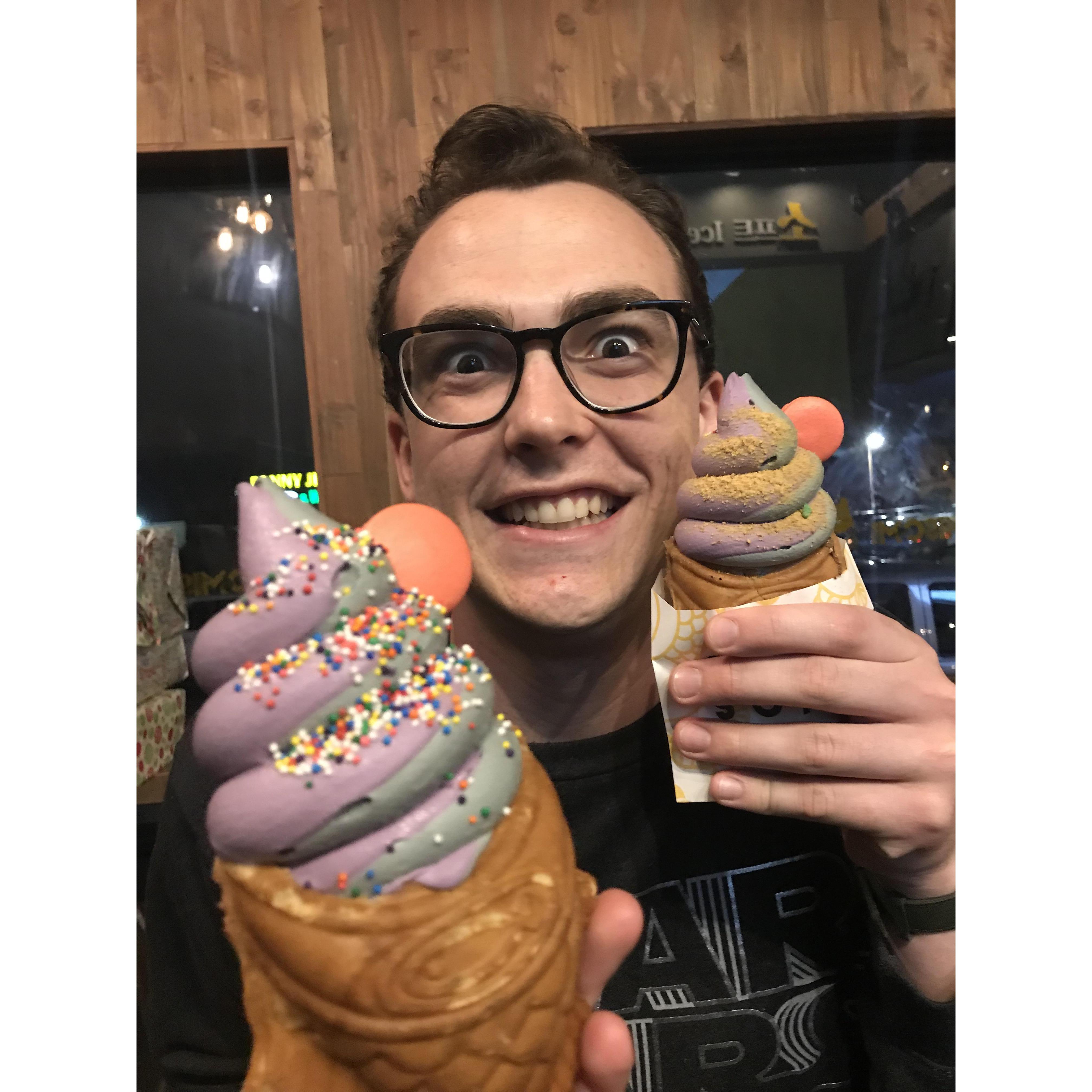 Patrick and I love Korean fish ice cream!! (Contains no actual fish)