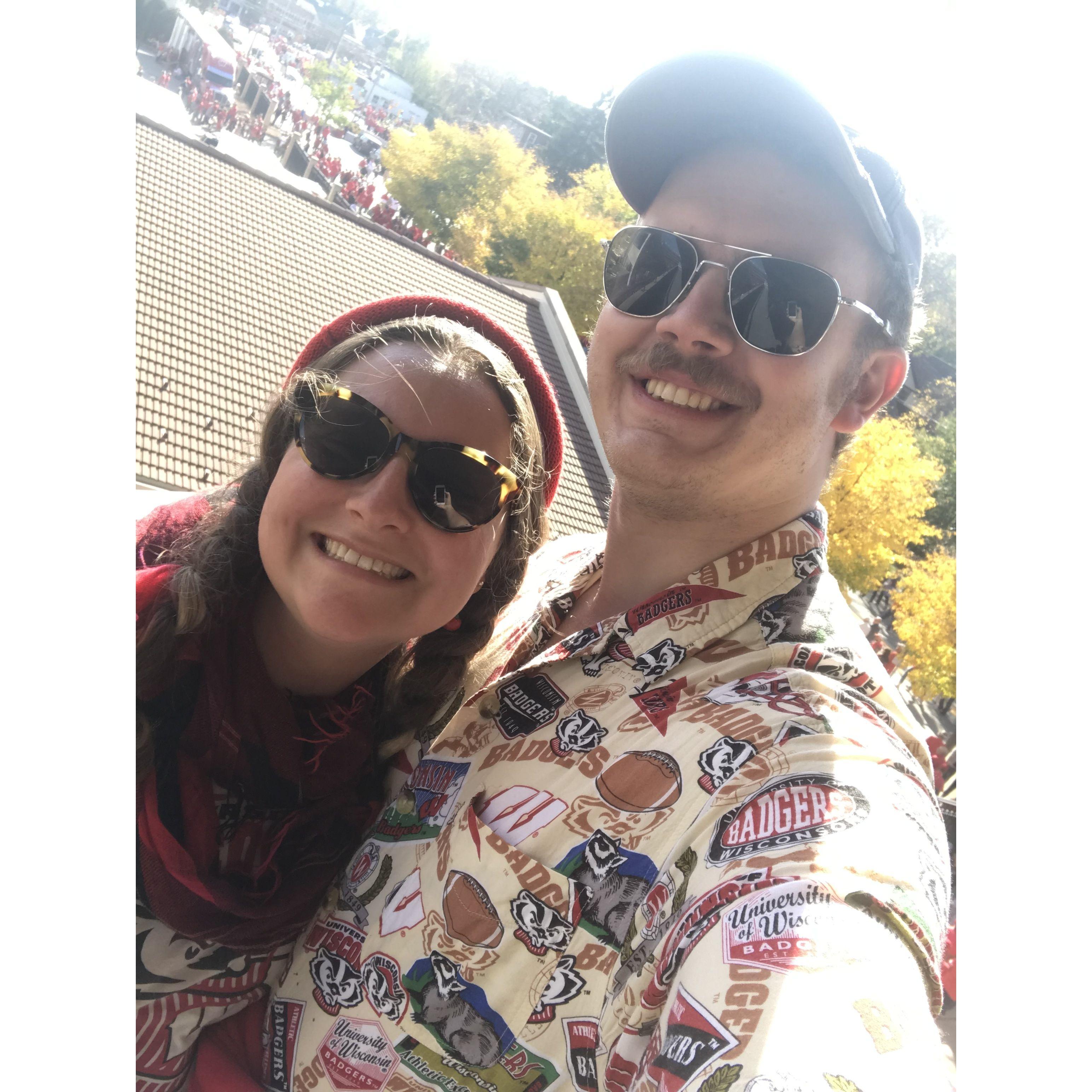 First and Ten, Wisconsin! Celebrating the game at Camp Randall in Madison, WI