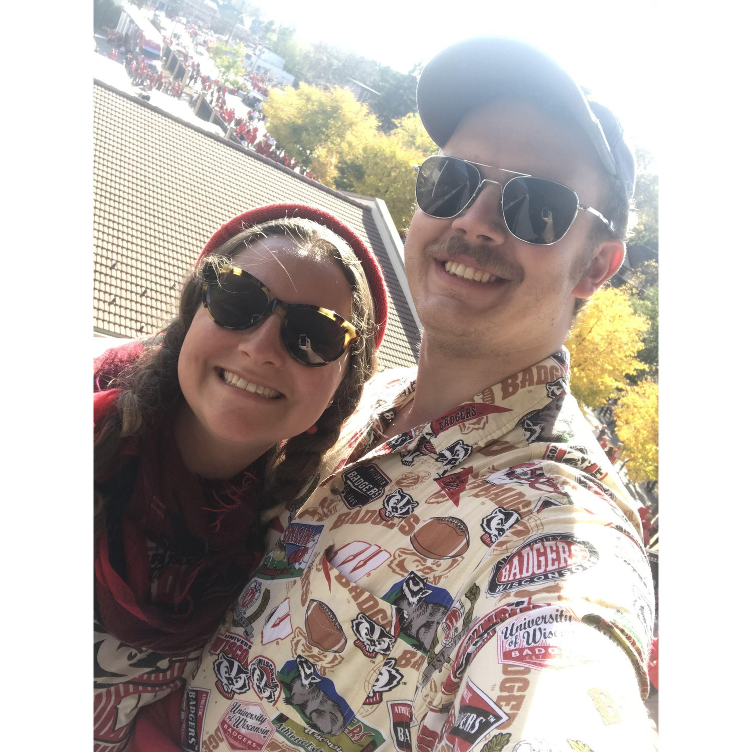First and Ten, Wisconsin! Celebrating the game at Camp Randall in Madison, WI