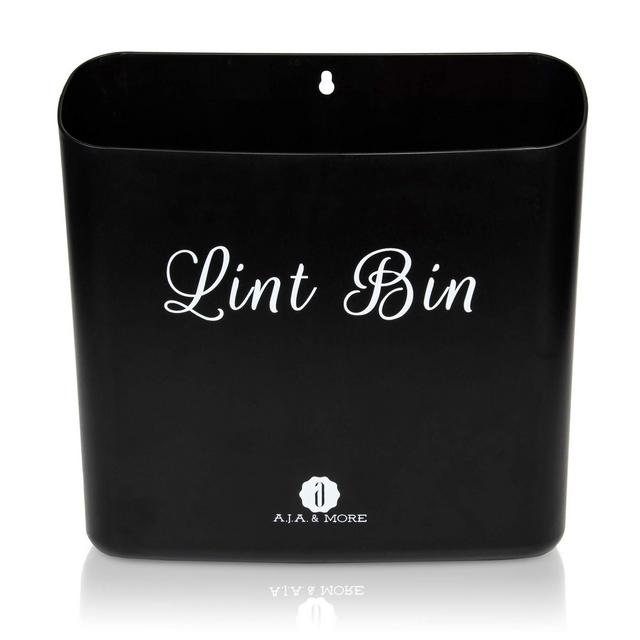 A.J.A. MORE Magnetic Lint Bin for Laundry Room | Wall Mounted Bathroom Trash Can | Lint Garbage Can with Magnetic Strip | Hang on Wall, Cabinet, on Washer/Dryer or Laundry Room Door (Black)