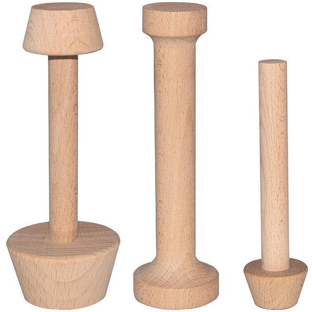 Dupiulk Wooden Tart Tamper Set, Double Side Pie Pastry Dough Tamper, Egg Tart Pan Mold DIY Cake Pastry Baking Tool for Mini Egg Tart, Cheesecakes, Pasta and Dessert Baking (3 Pieces)