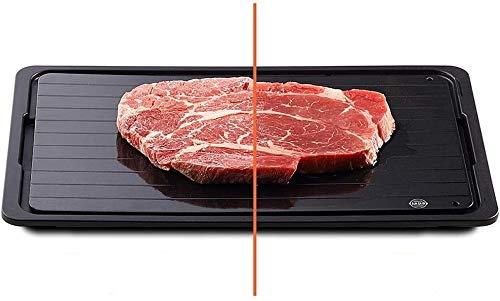 EunGaBi Defrosting Tray - Fast, Magic Thawing Board with Silicone Corners for Meat, Steak, Chicken, Fish, Frozen Food - Safe, Natural, No Heat or Electricity Defroster with Drip Plate - 14x8x0.12"