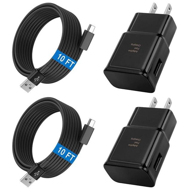 Android Phone Charger Type C with 10 FT C Cable Fast Charging for Samsung Galaxy S10/S10e/S10+/S9+/S8+/S23/S22/S21 Ultra/S20/Note 20/Note 10/Note 9/Z Flip 3/A03s/A02s, 2Pack