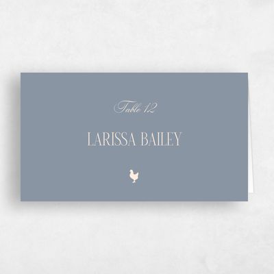 Blue Typography Wedding Place Card - Lux Chicken