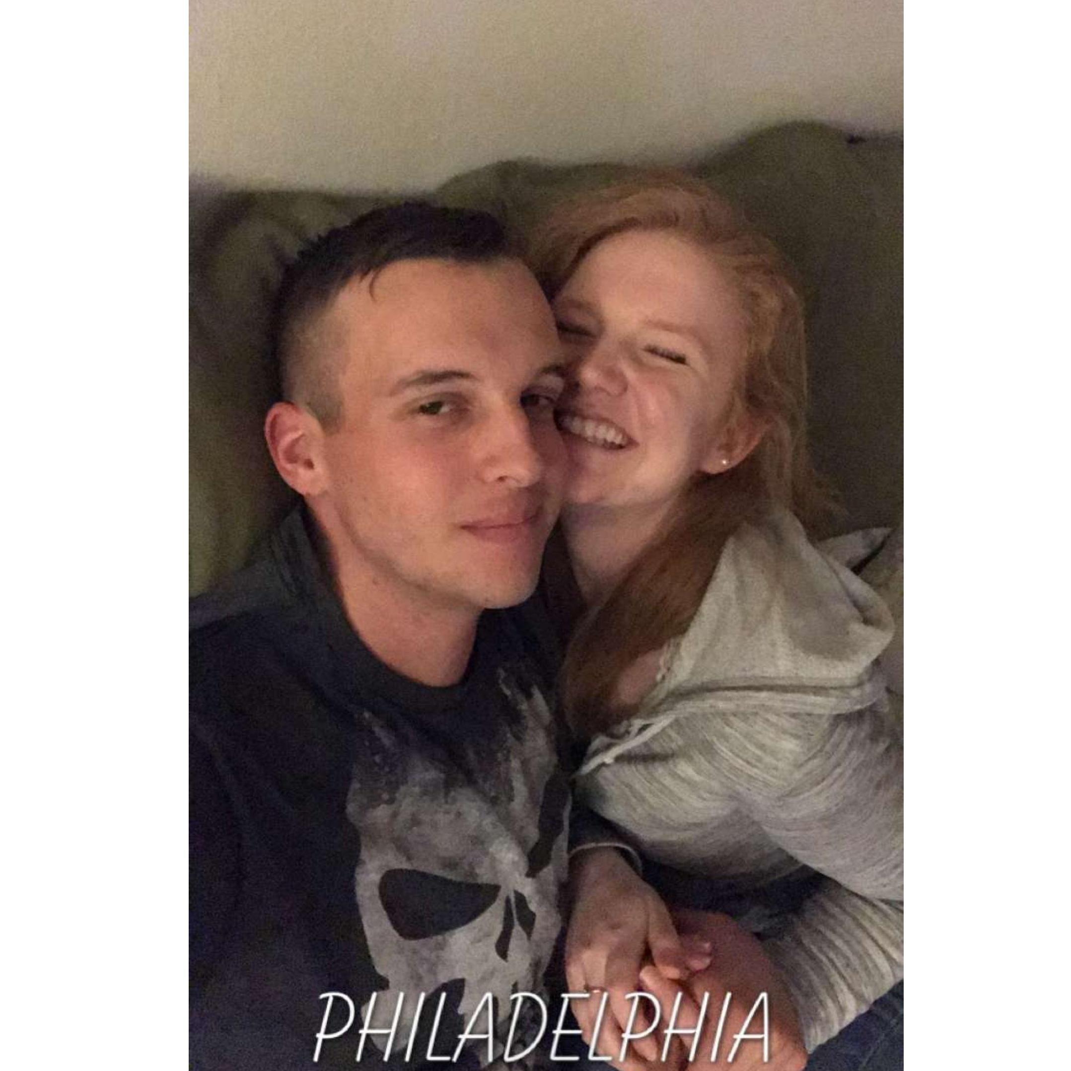 Joe taking leave from the Marine Corps to visit Hannah at PhilaU - December 2018