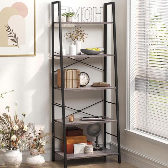 Farmhouse Ladder Bookshelf - Grey