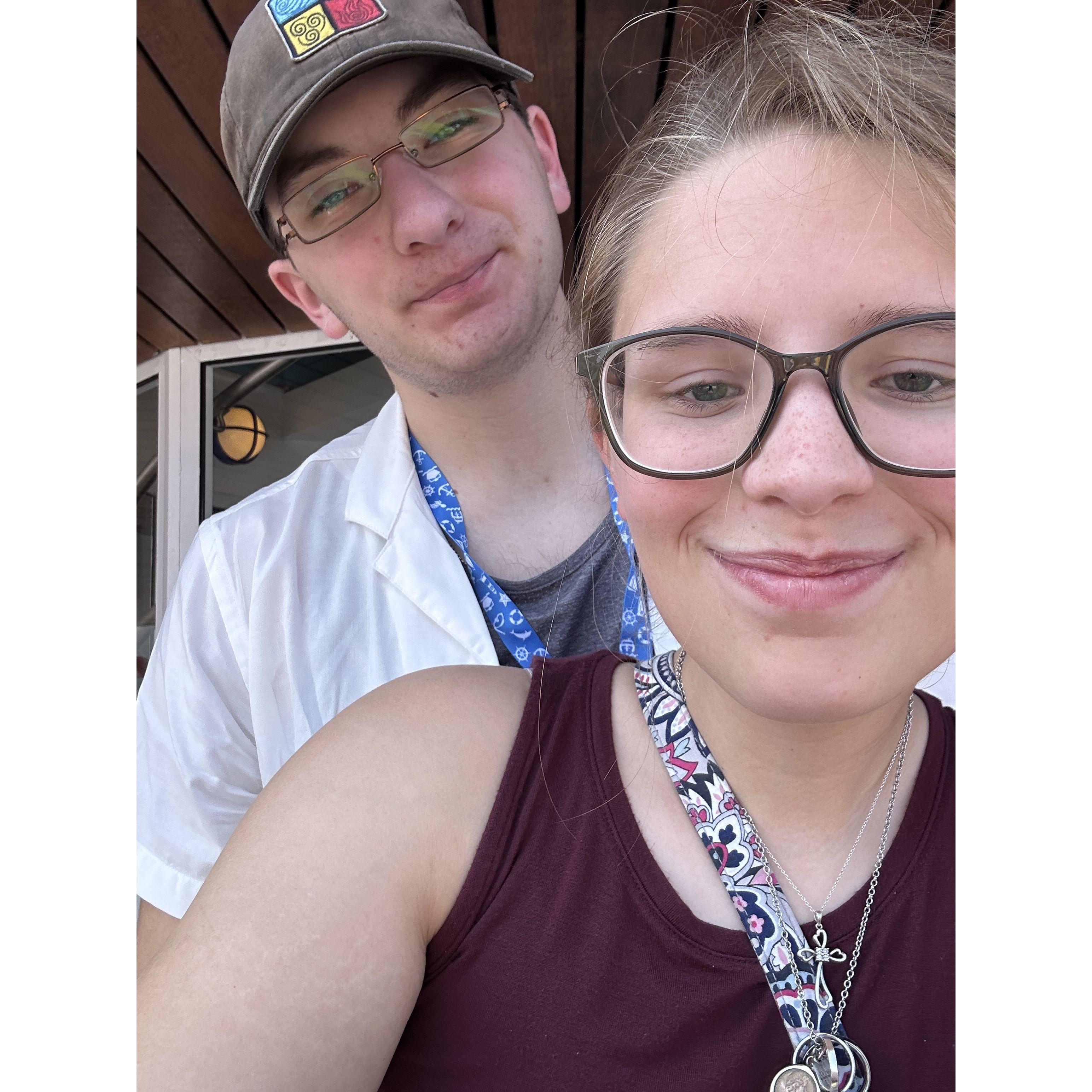 We took this photo on the deck of the Carnival Elation on our first vacation together (and James's first with my family)