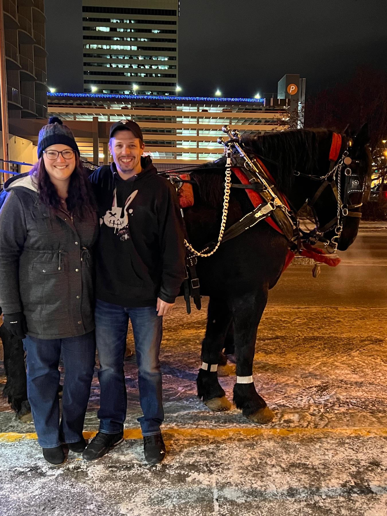 Horse drawn carriage through downtown Anchorage