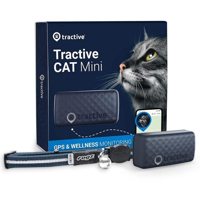 Tractive GPS Tracker & Health Monitoring for Cats (6.5 lbs+) - Market Leading Pet GPS Location Tracker | Wellness & Escape Alerts | Waterproof | Works with Any Collar (Dark Blue)