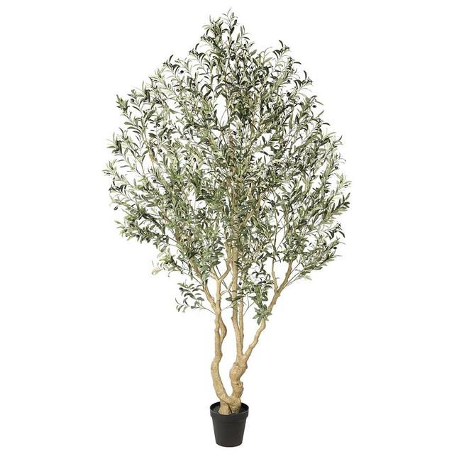 Realead Artificial Olive Tree 8ft - Large Faux Olive Tree with Realistic Leaves and Olives - Full and Grand Design Fake Olive Tree with Sturdy Base for Indoor Outdoor Office Decor