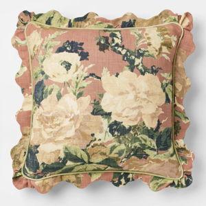 Square Floral Bloom with Scallop Flange Rose Throw Pillow - Threshold™ designed with Studio McGee