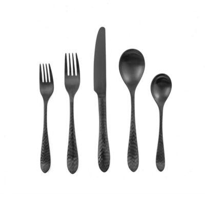 Cambridge Meridian Hammered 20-Piece Flatware Set in Black