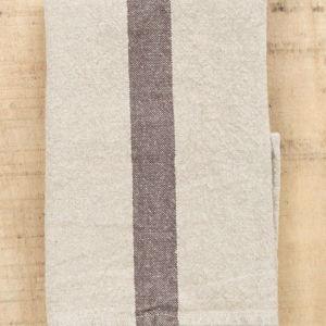 Color Lin/Marron - Charvet Editions Doudou Raye Tea Towel