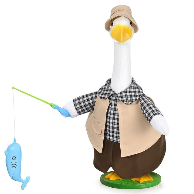 JcHrmers Fishing Porch Goose Outfit Fit 23" High Cement or Plastic Goose Statue for Outdoor Lawn Garden Yard Patio Decor