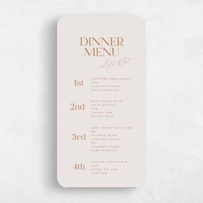 Beige Rounded Wedding Menu - Menton Portrait