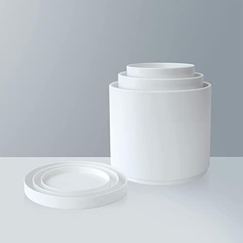 6 Inch 6.5 Inch 8 Inch, Set of 3, White Color Planter Pots for Plants with Drainage Hole and Seamless Saucers, Medium, 74-E-M-1