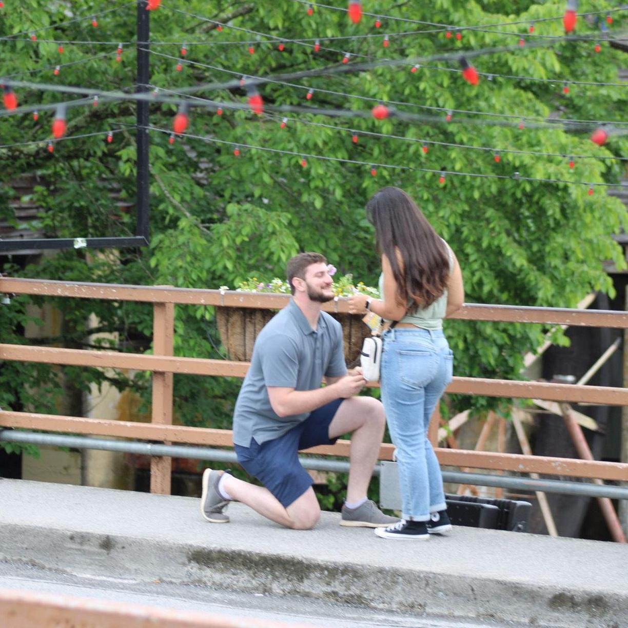Shaina hid across the street to document the proposal in Pigeon Forge on May 25, 2024!