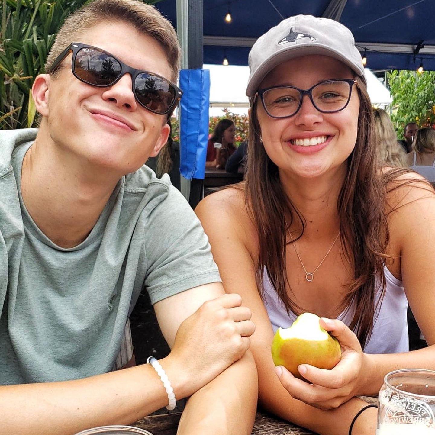 Snacking at a Seattle brewery with Taylor and Sam