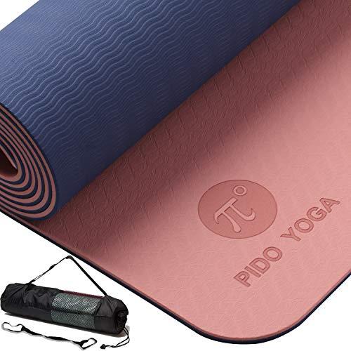 WWWW PIDO TPE Yoga Mat ECO Friendly Non Slip Yoga Mats with Carrying Strap,72"x24" Extra Thick 1/4" Exercise & Workout Mat for Yoga Fitness for Lover