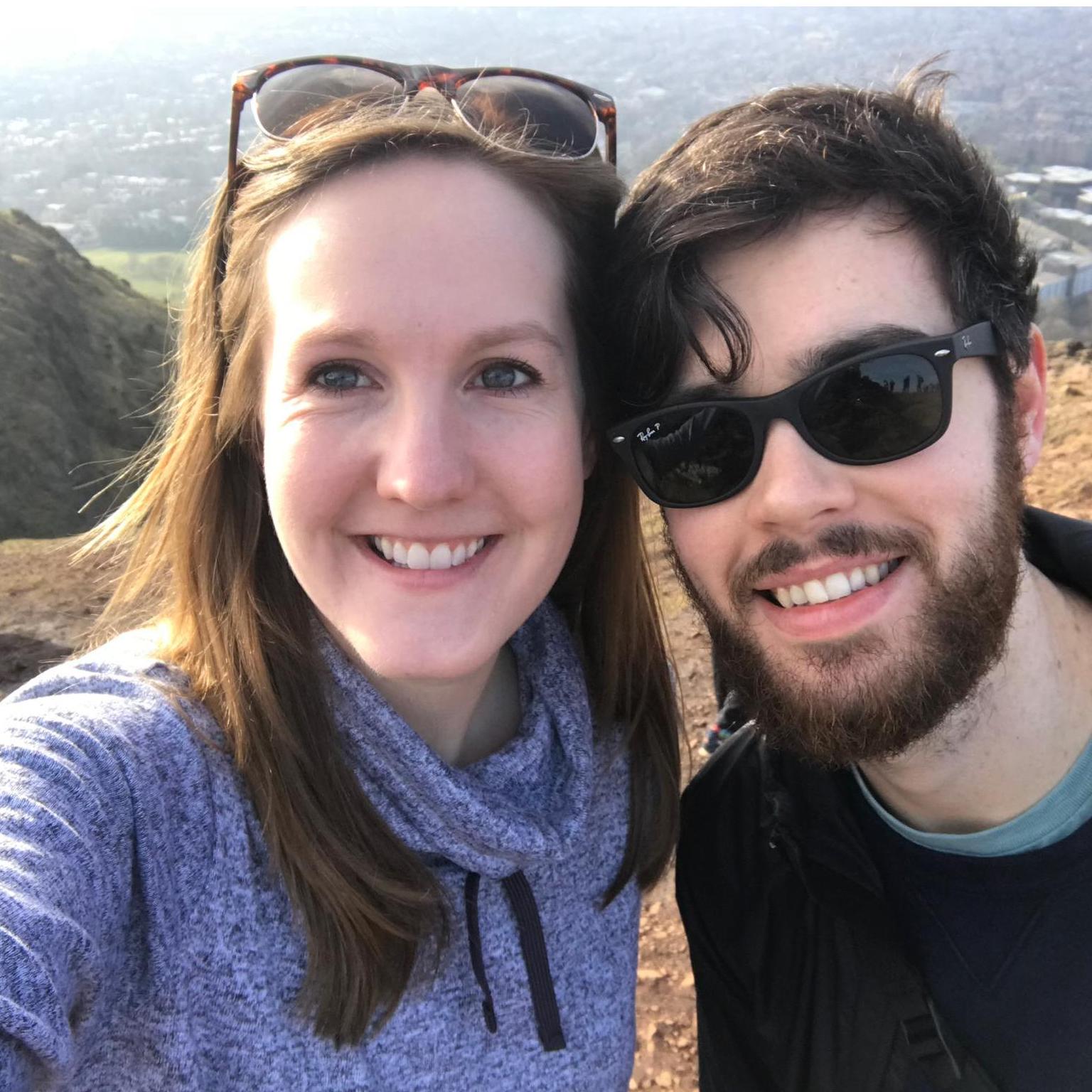 At the top of Arthur's Seat in Edinburgh