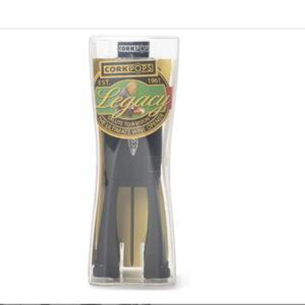 Cork Pops Legacy Wine Opener Built-in 4-Blade Foil Cutter Safe Cork Removal - Black