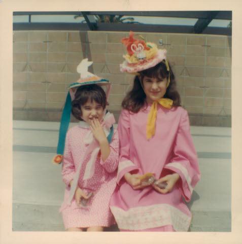 Maureen and Lynn in hats we made at Bloomfield Park right around Easter long ago.