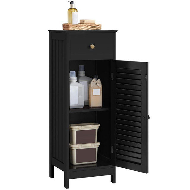 Yaheetech 34.5”H Bathroom Storage Cabinet, Narrow Floor Cabinet with 1 Drawer & 1 Door,Slim Storage Organization for Bathroom,Living Romm,Hallway,Corner,Small Space,Black