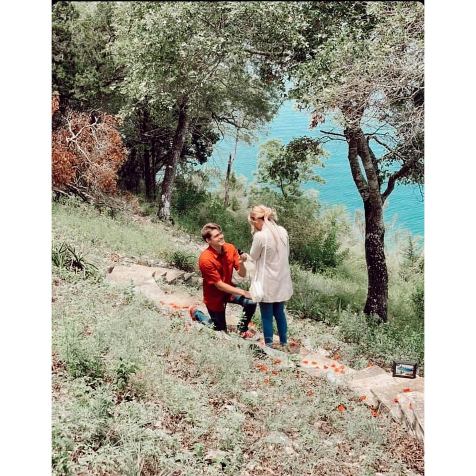June 26th, 2020, after 2.5 years, Alex proposed to Chloe at their friend's lake house at Canyon Lake in the presence of their closest friends.