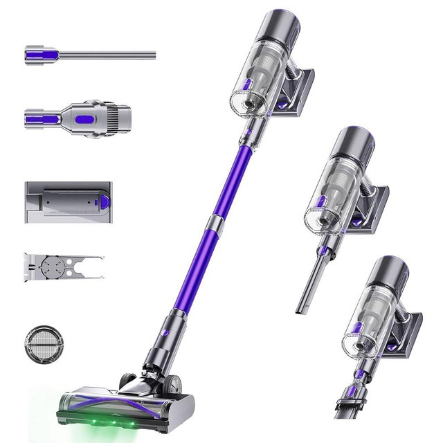 Cordless Vacuum Cleaner 600W 55Kpa Vacuum Cleaners for Home, Cordless Stick Vacuum Cleaner Max 60Min. OLED Large Screen Anti-tangled Handheld Vacuum Cleaner 1.6L for Hardwood Floor,Carpets,Pet Hair