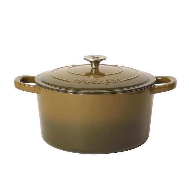 Crock-Pot Artisan 5-Quart Enameled Cast Iron Dutch Oven Pot with Lid, Round, Gradient Sage Green, Oven Safe Cookware