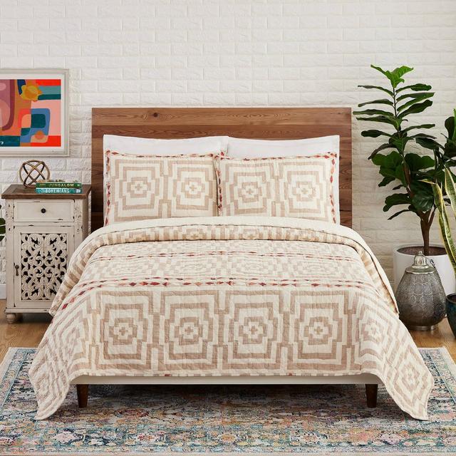 Justina Blakeney for Makers Collective 3pc King Hypnotic Quilt Set Cream