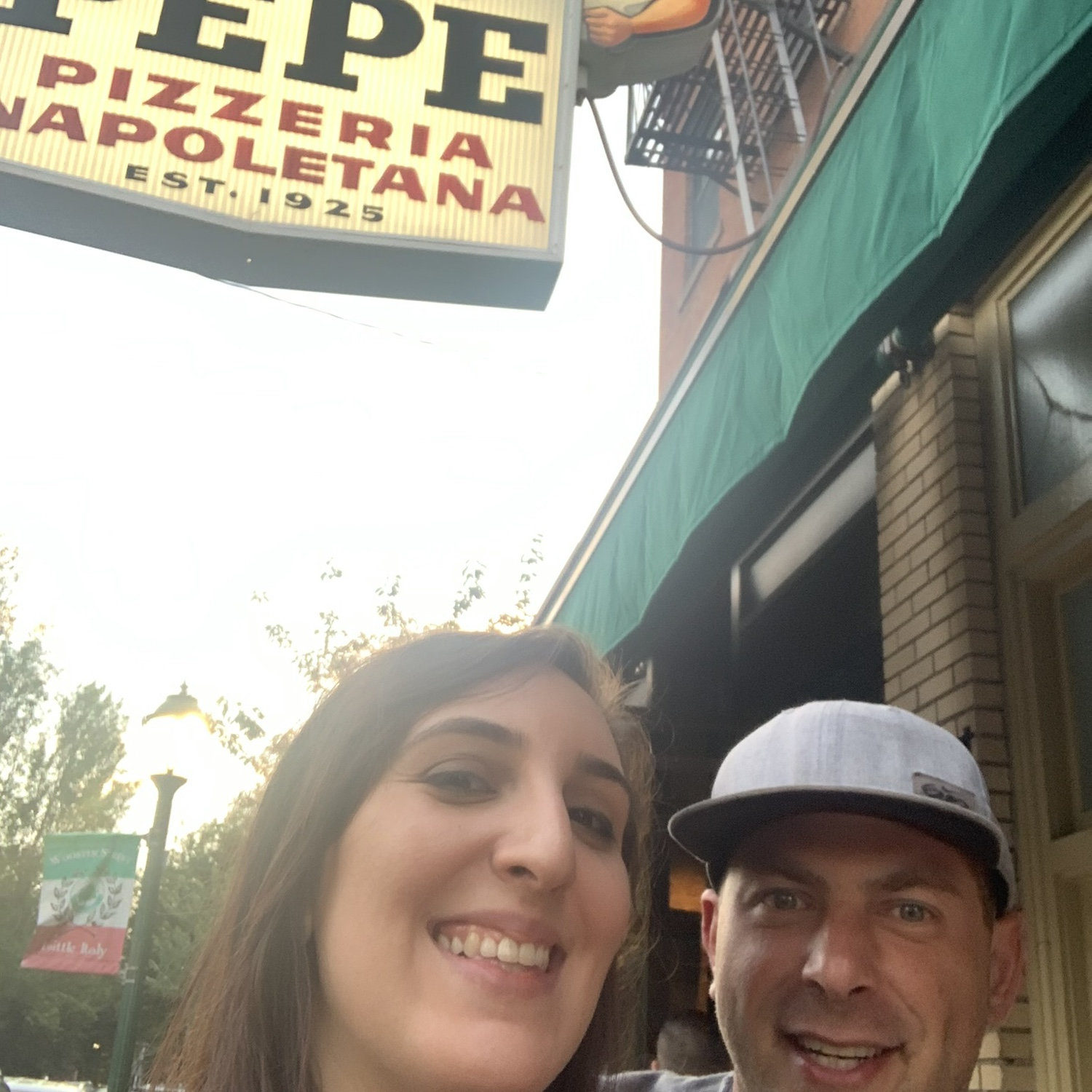 Frank Pepe's pizza on the way to Cape Cod!
