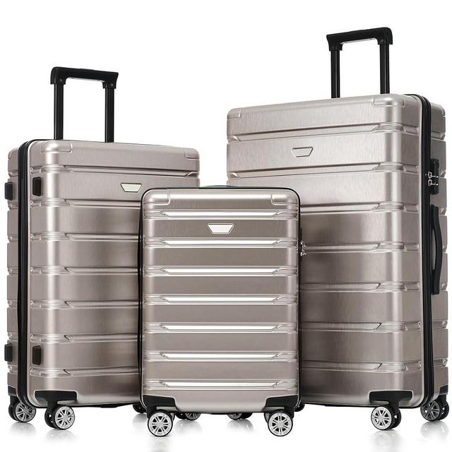 Merax Hardshell Sets ABS Suitcase for Women 3 Piece Carry On Luggage, Fog Gray, 20/24/28 Inch