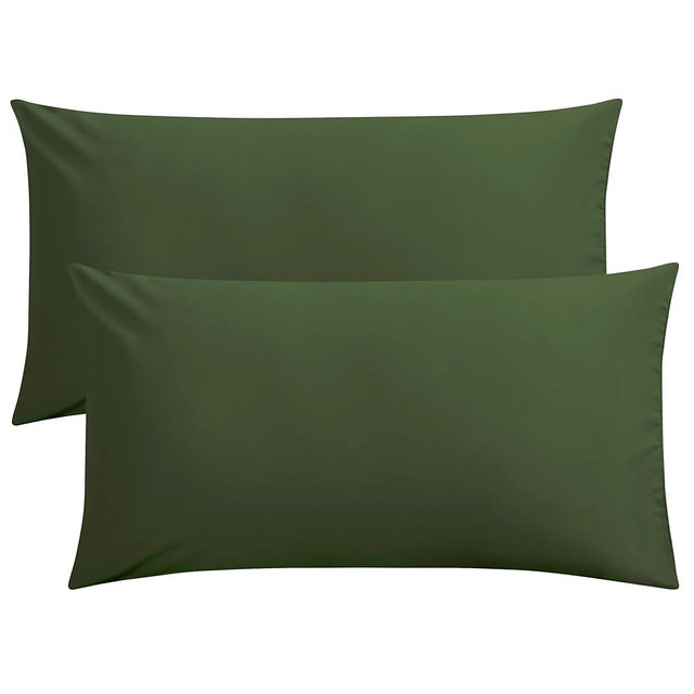 FLXXIE 2 Pack Microfiber King Pillow Cases, 1800 Super Soft Pillowcases with Envelope Closure, Wrinkle, Fade and Stain Resistant Pillow Covers, 20x36, Olive Green