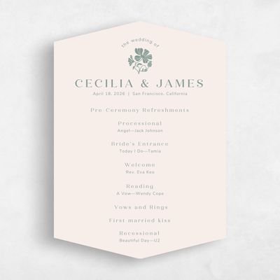 Green Diamond Wedding Program - Tiburon
