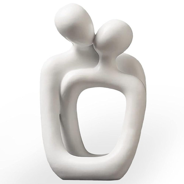 BANOMII Abstract Couple Statue, Minimalist Couples Bedroom Decor, White Hugging Lovers Sculptures Modern Home Office Decor Accents for Nightstand & Dresser, Shelf Decorations Aesthetic, Ideal Gift