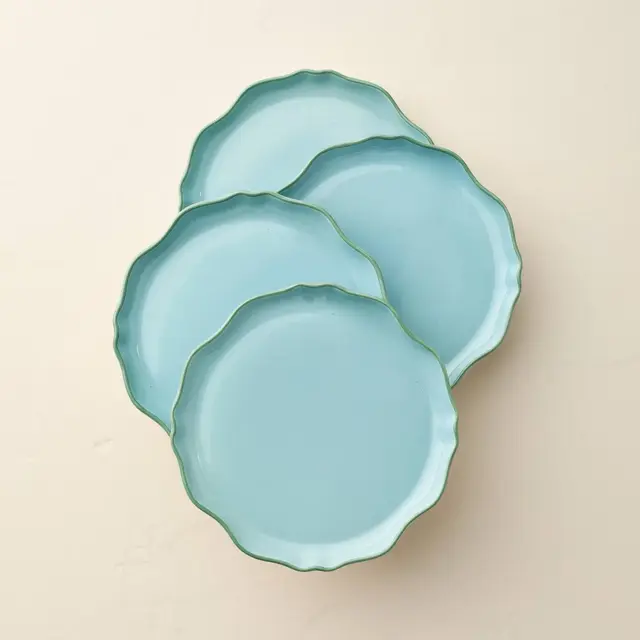 4pk 6.5" Irregular Edge Recycled Ceramic Appetizer Plates Blue/Green - Hearth & Hand™ with Magnolia