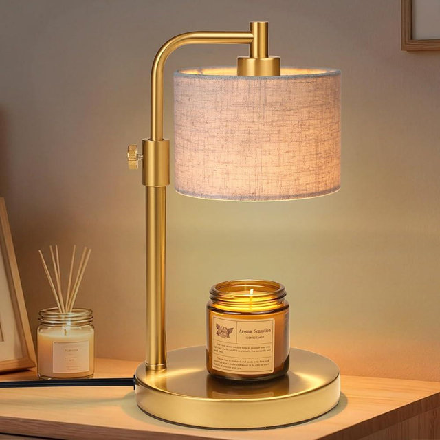 NITOWOLF Candle Warmer Lamp, Candle Lamp Warmer with Timer Adjustable Height Wax Warmer Lamp for Jar Candles, Birthday Gifts for Women Mothers Day Gifts (Gold Linen)