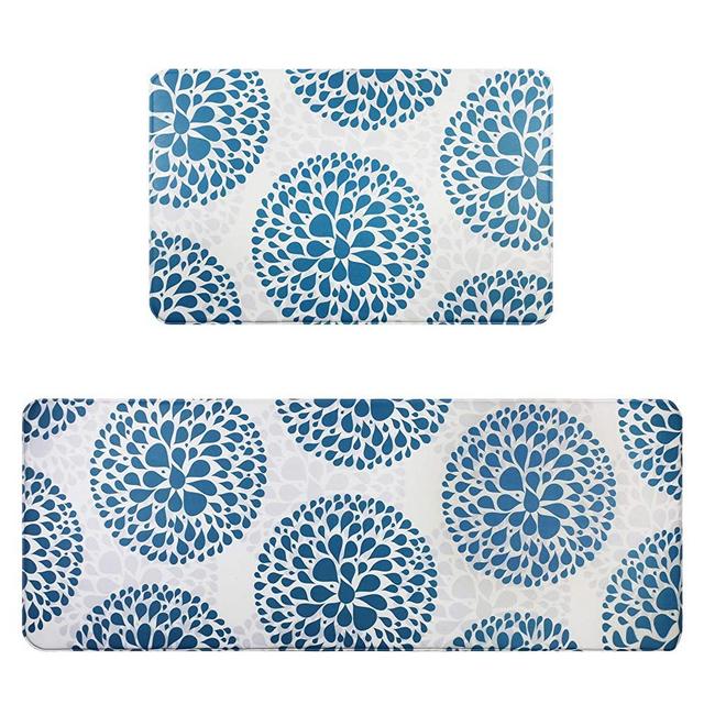 Homcomoda Anti Fatigue Kitchen Rug Sets 2 Piece Floor Mats Comfort PVC Leather Heavy Duty Non Slip Waterproof Cushioned Standing Mat Runner Rugs Doormats(17.3"×27.5" & 17.3"×47.2") 