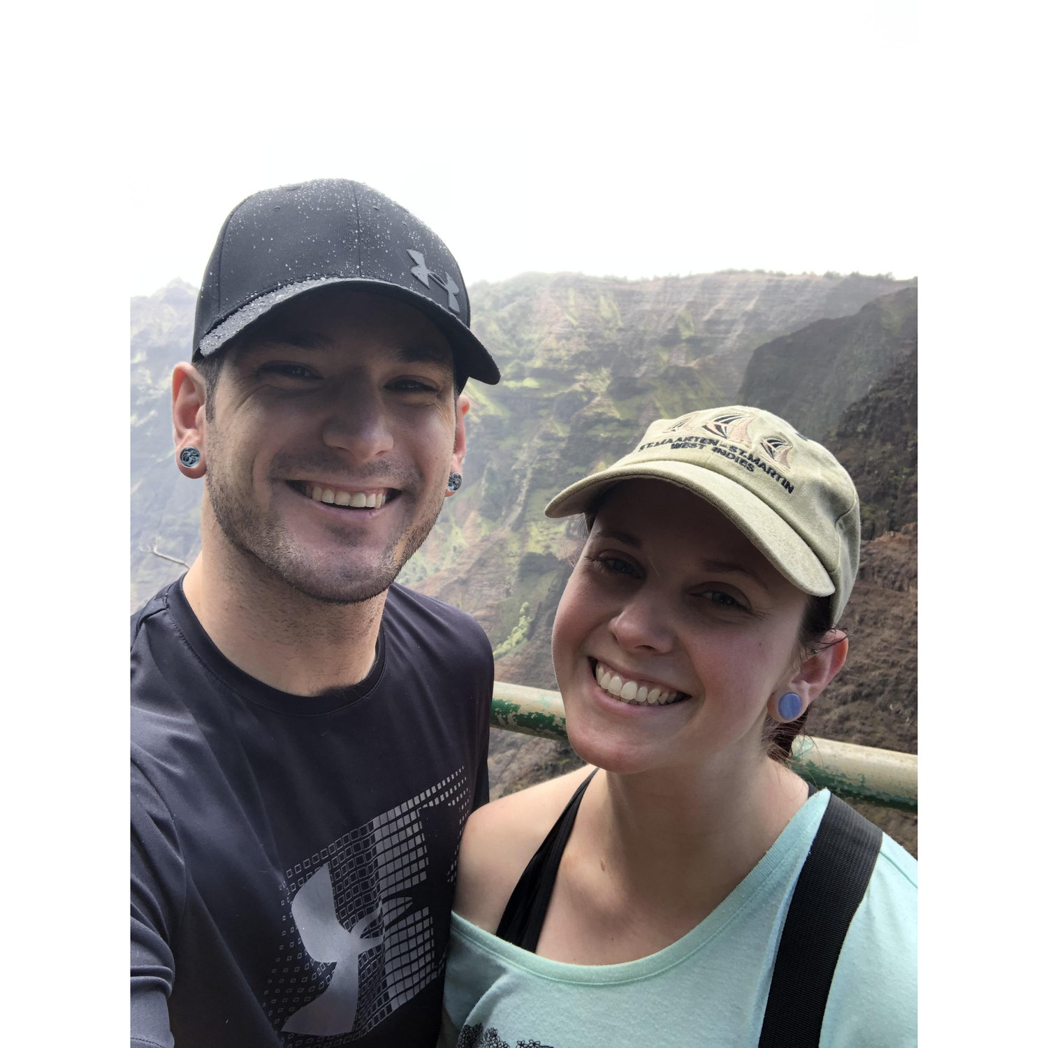 Us hiking Waipo'o Falls trial in Hawaii!