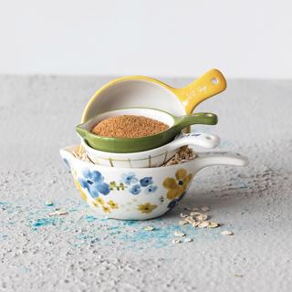 4-Piece Hand-Painted Stoneware Measuring Cup