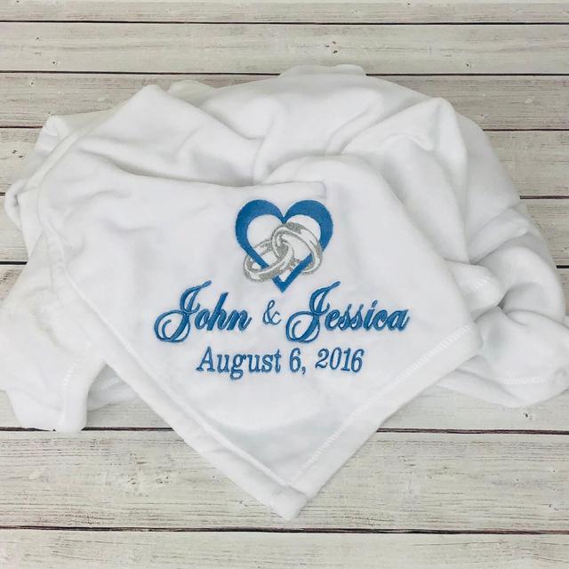 Personalized Soft Blanket for Couple, Wedding, Anniversary | 8 Colors To Choose From Customized Embroidered Super Soft