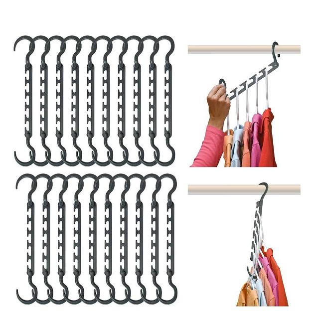 Wonder Hanger Max 20-Pack Space Saving Hangers, Reinforced Hooks Swivels 360°, Cascading Hanger, College Dorms & Storage Closet Organizer, Fully Assembled – Grey