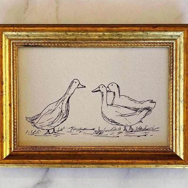 THREES COMPANY Art Print - Duck Drawing Ink Sketch Giclee Print - Minimalist Duck Drawing - French Country Art - Duck Art - Duck Sketch