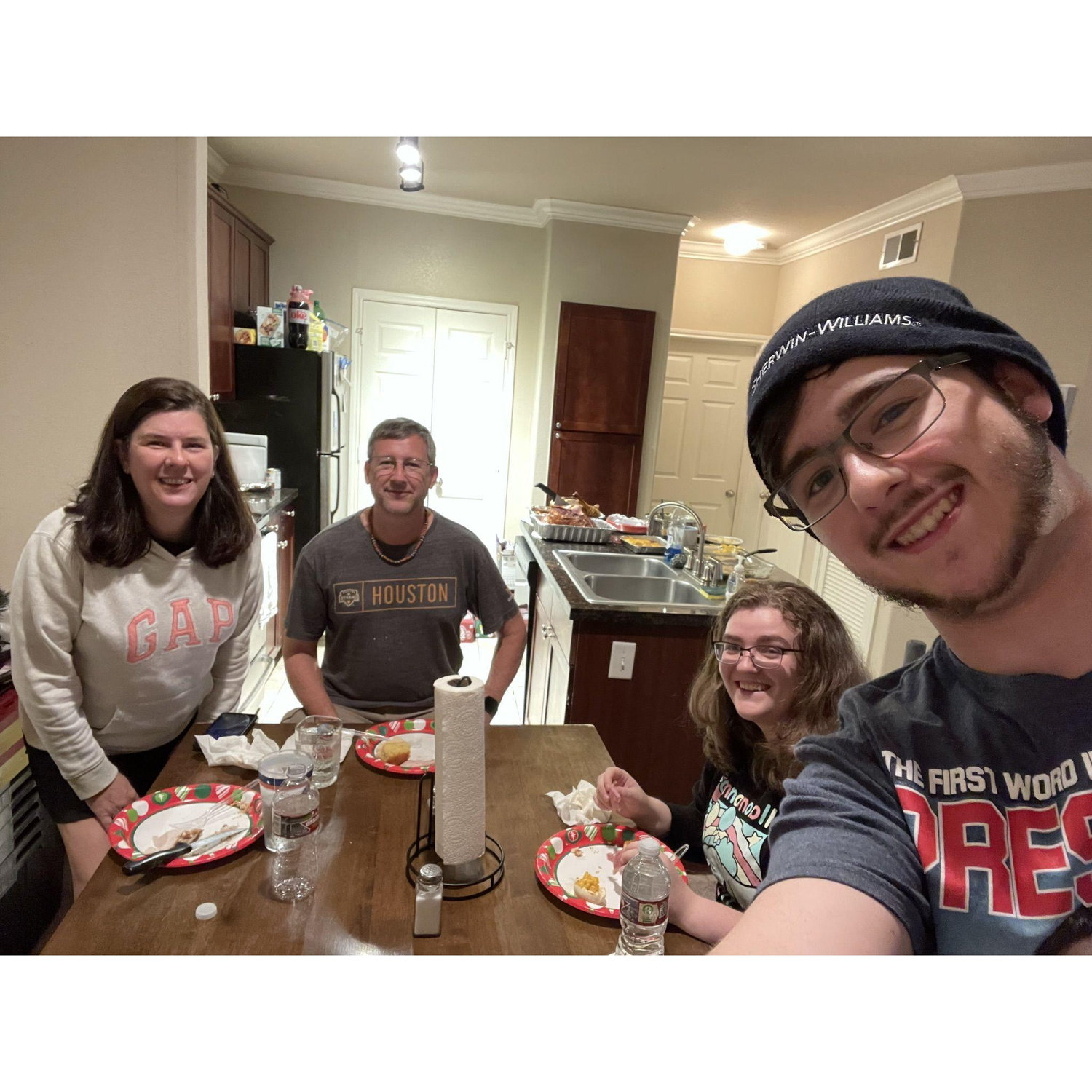 Cameron and Kamber cooked a full Thanksgiving for Erin and Charlie Brown, November 2022