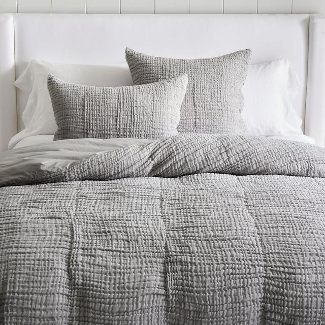 Gray Cloud Cotton/Linen Duvet Cover, King/Cal. King