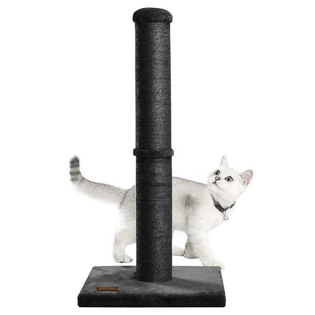 Karolpar 34inch Cat Scratching Post with Natural Sisal Rope 4.3Inch Large Diameter Scratcher Post Tree for Indoor Cats Black